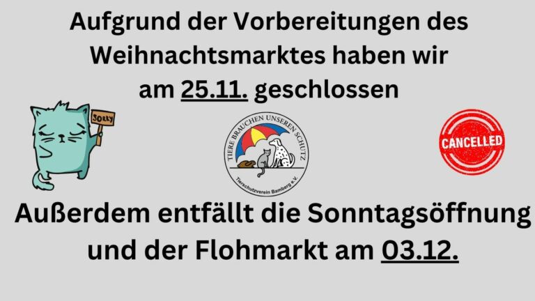 Sonntagsöffnung entfällt